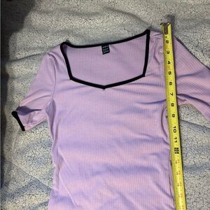 Shein Lilac Ribbed Top with Black Trim